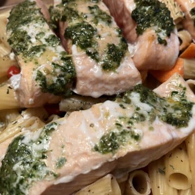 Zalm uit de oven met pesto